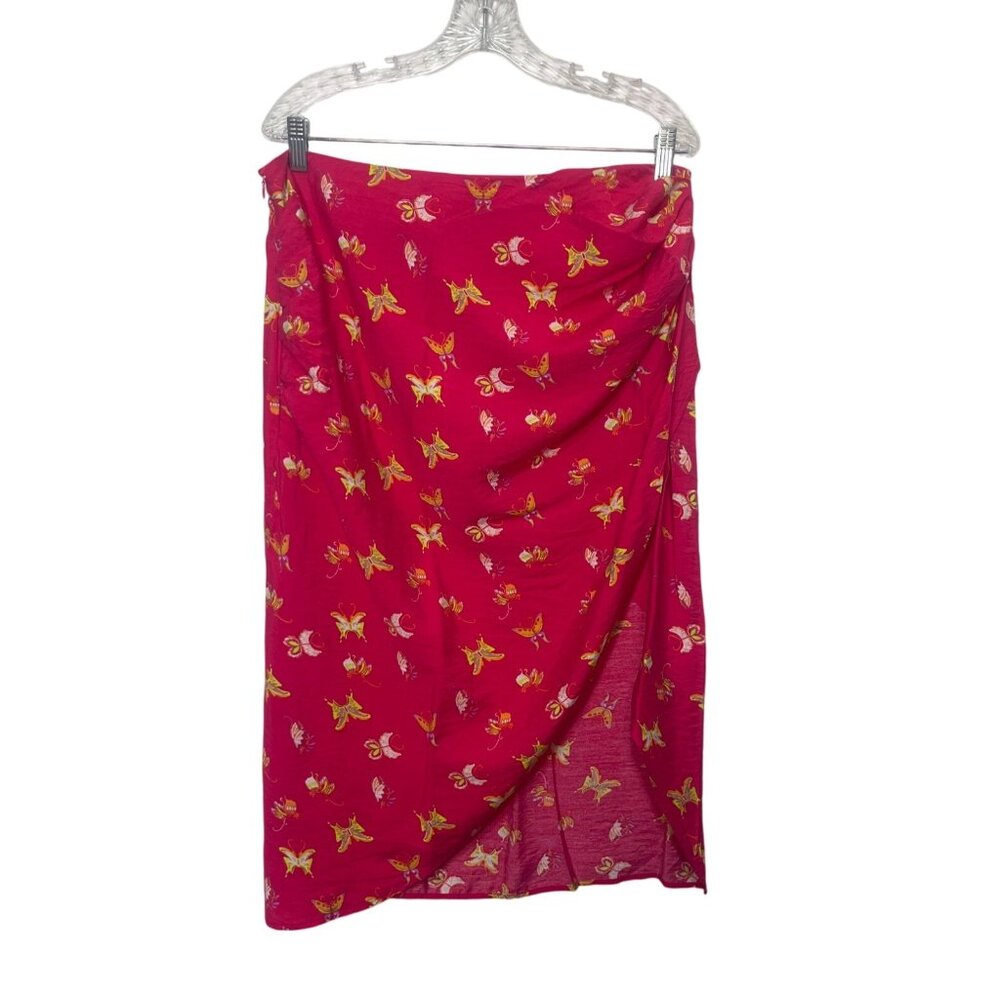SomethingNew Butterfly Print Skirt Womens XL Pink Yellow New